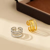 304 Stainless Steel 18K Gold Plated Modern Style Simple Style Geometric Solid Color Open Rings