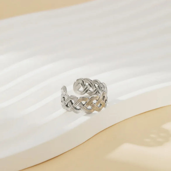 304 Stainless Steel 18K Gold Plated Modern Style Simple Style Geometric Solid Color Open Rings