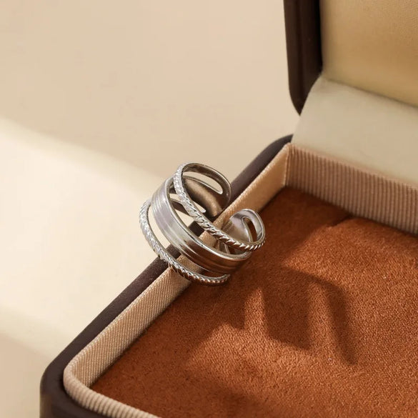 304 Stainless Steel 18K Gold Plated Modern Style Simple Style Geometric Solid Color Open Rings