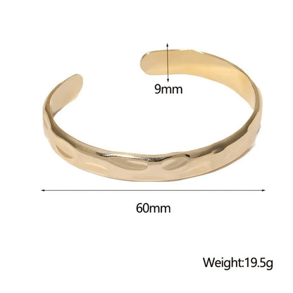 304 Stainless Steel 18K Gold Plated Modern Style Simple Style Plating Asymmetrical Irregular Bangle