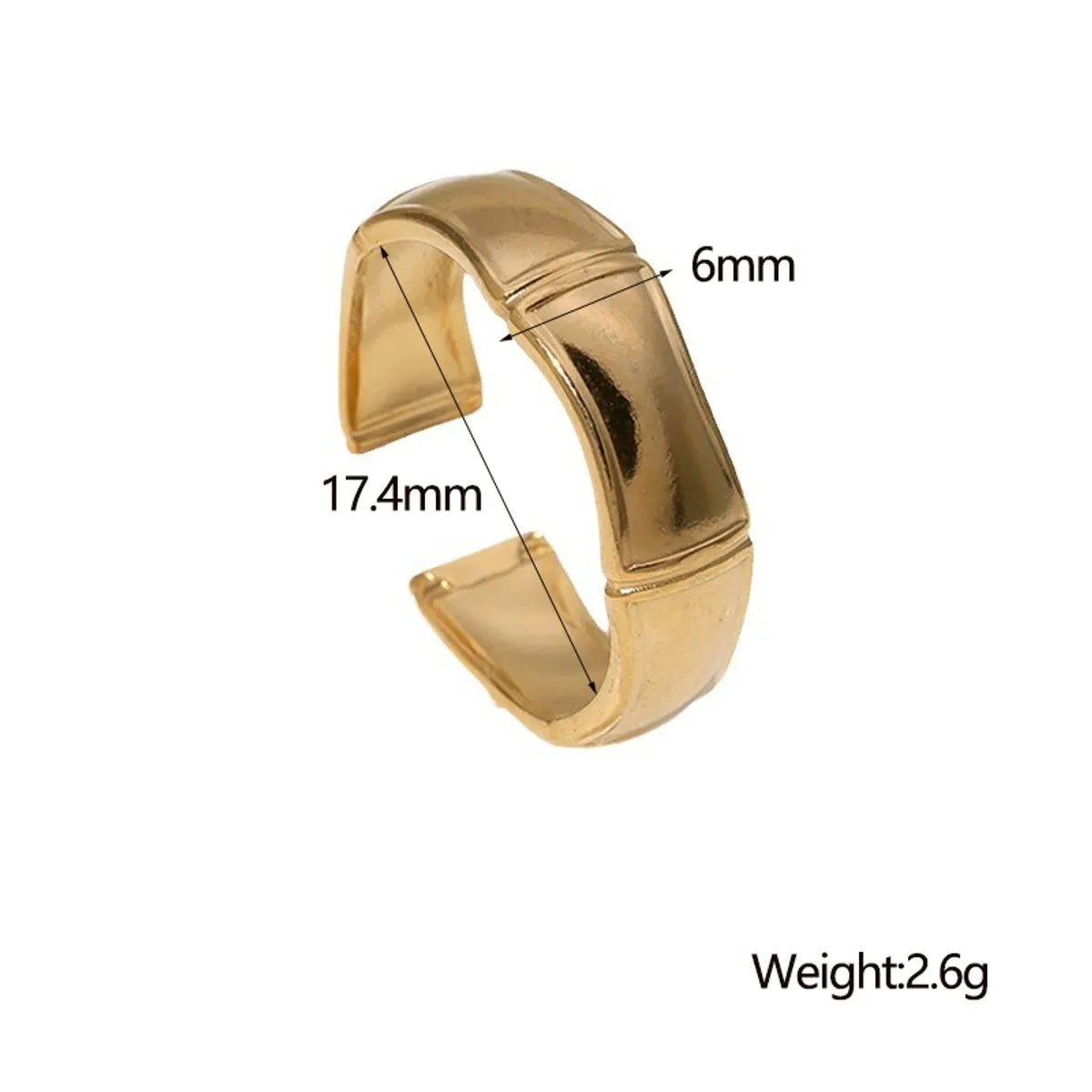 304 Stainless Steel 18K Gold Plated Modern Style Simple Style Plating Bamboo Rings