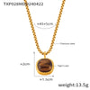 304 Stainless Steel 18K Gold Plated Retro British Style Beaded Plating Inlay Square Heart Shape Agate Tiger Eye Earrings Necklace