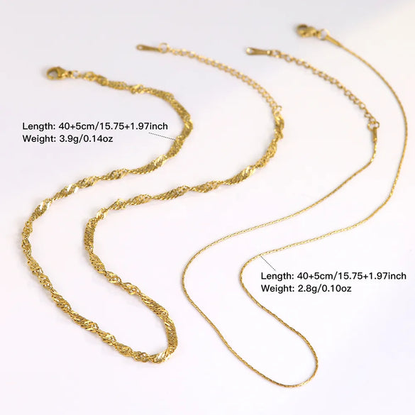 304 Stainless Steel 18K Gold Plated Retro Punk Cool Style Plating Solid Color Double Layer Necklaces