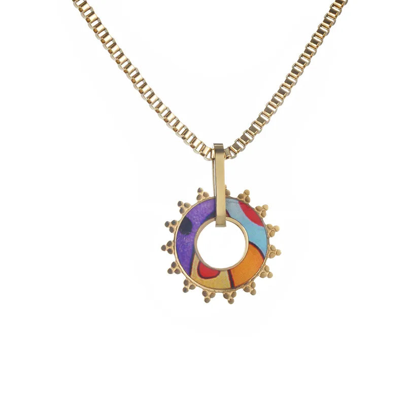 304 Stainless Steel 18K Gold Plated Retro XUPING Simple Style Plating Inlay Star Moon Artificial Gemstones Pendant Necklace