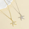 304 Stainless Steel 18K Gold Plated Romantic Shiny Plating Inlay Starfish Zircon Pendant Necklace