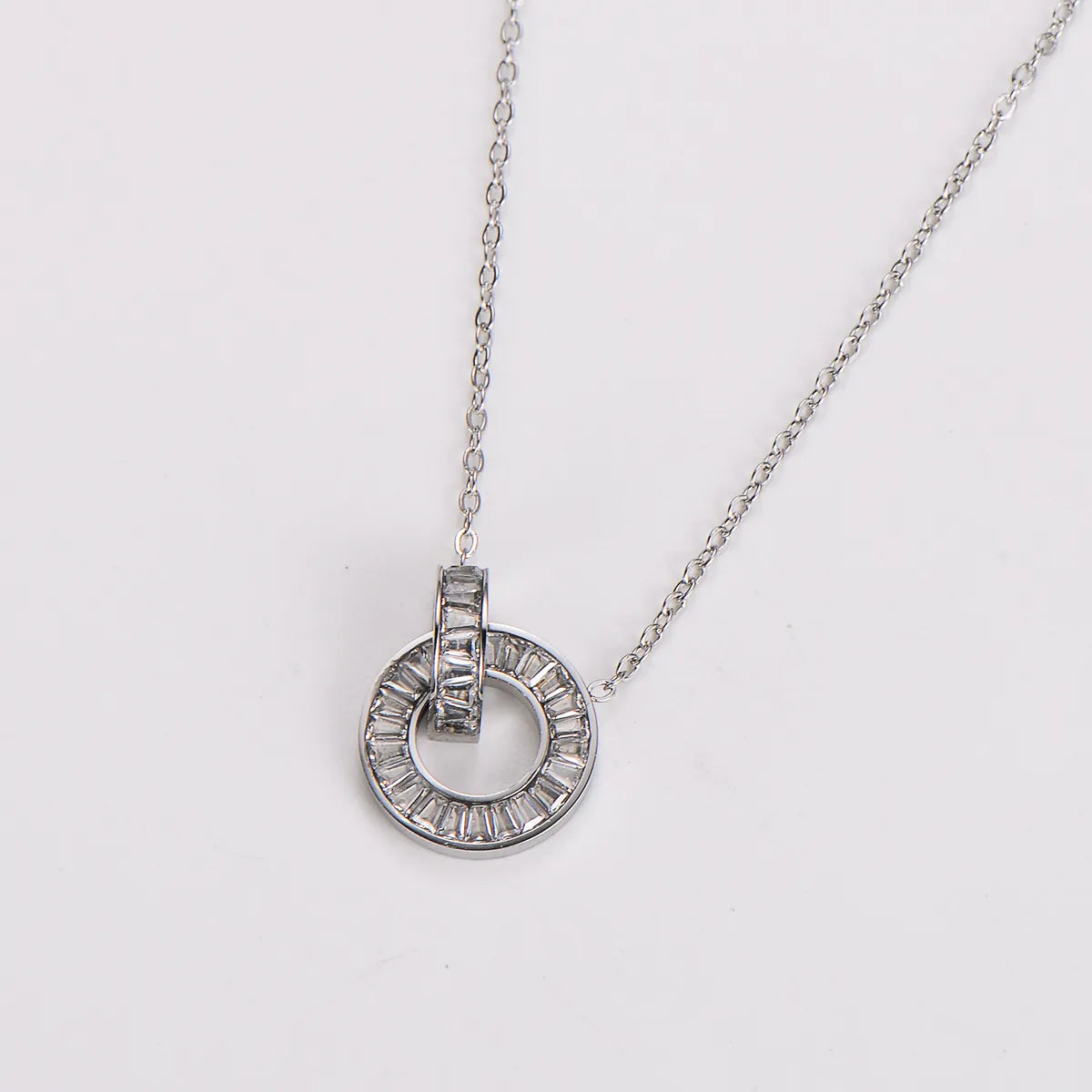 304 Stainless Steel 18K Gold Plated Rose Gold Plated Basic Plating Inlay Solid Color Rhinestones Pendant Necklace