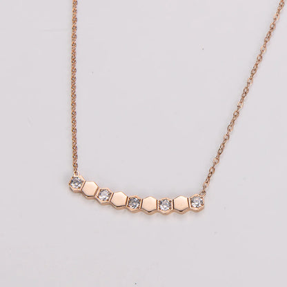 304 Stainless Steel 18K Gold Plated Rose Gold Plated Casual Inlay Hexagon Zircon Necklace