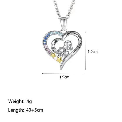 Wholesale Jewelry Casual MAMA Simple Style Human 304 Stainless Steel Artificial Rhinestones 18K Gold Plated Rose Gold Plated Plating Inlay Pendant Necklace