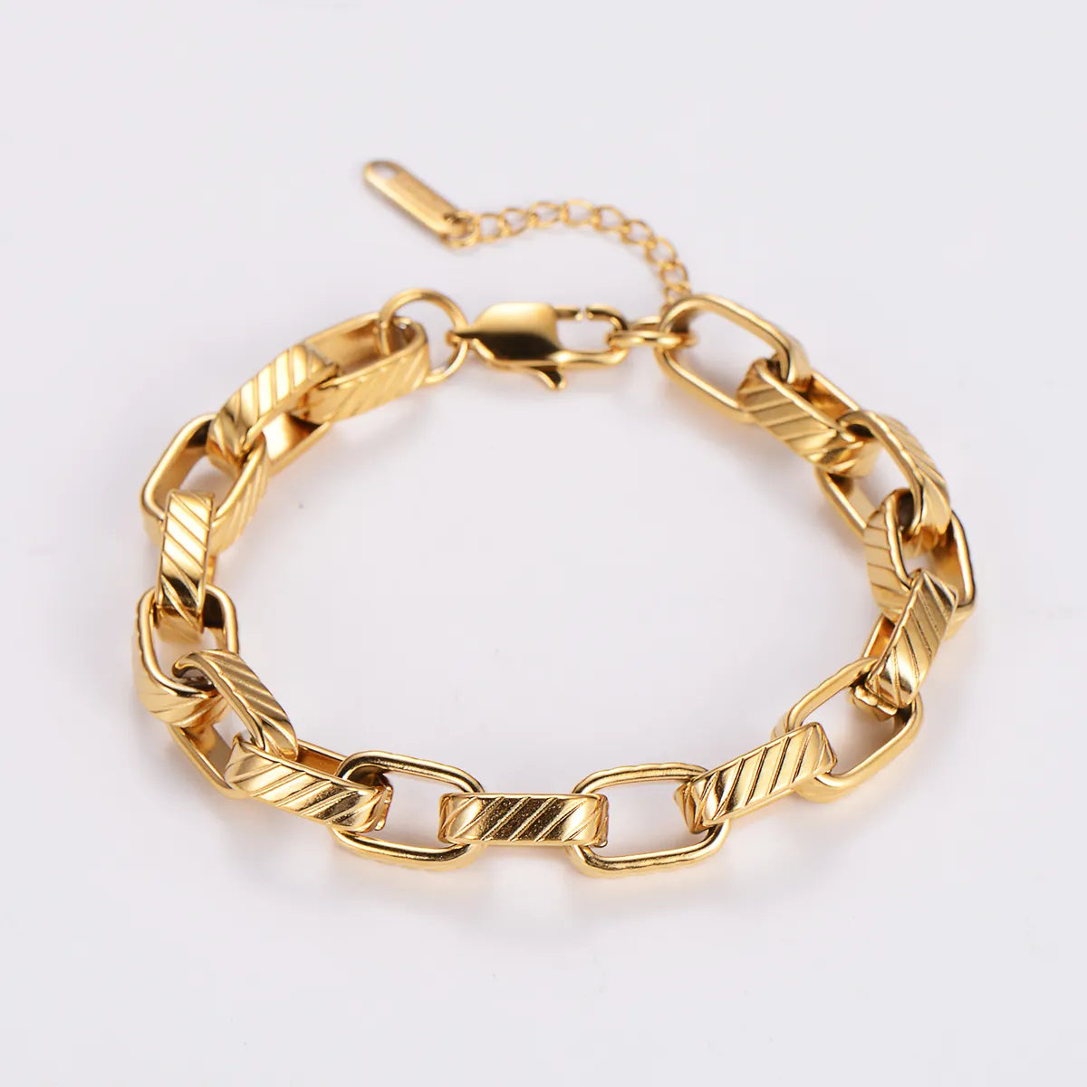 Casual Solid Color 304 Stainless Steel 18K Gold Plated Rose Gold Plated Bracelets In Bulk