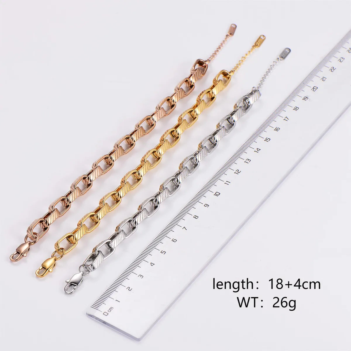 Casual Solid Color 304 Stainless Steel 18K Gold Plated Rose Gold Plated Bracelets In Bulk