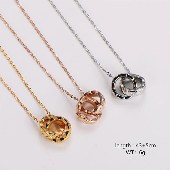 304 Stainless Steel 18K Gold Plated Rose Gold Plated Elegant Classic Style Plating Rhombus Pendant Necklace