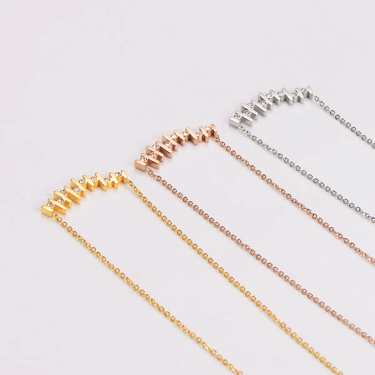 304 Stainless Steel 18K Gold Plated Rose Gold Plated Simple Style Classic Style Plating Inlay Notes Rhinestones Necklace