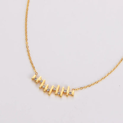 304 Stainless Steel 18K Gold Plated Rose Gold Plated Simple Style Classic Style Plating Inlay Notes Rhinestones Necklace