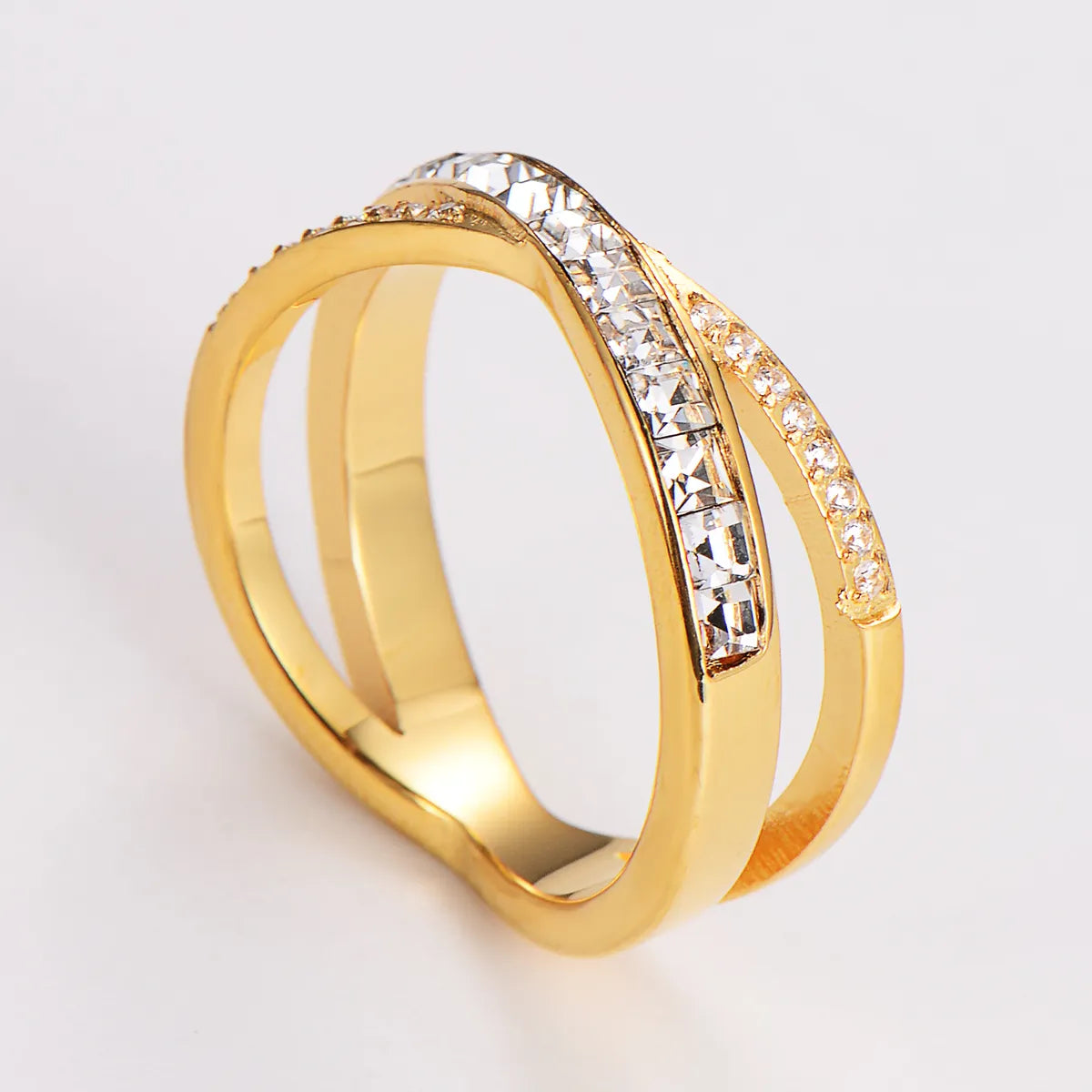 304 Stainless Steel 18K Gold Plated Rose Gold Plated Simple Style Classic Style Plating Inlay Solid Color Rhinestones Zircon Rings