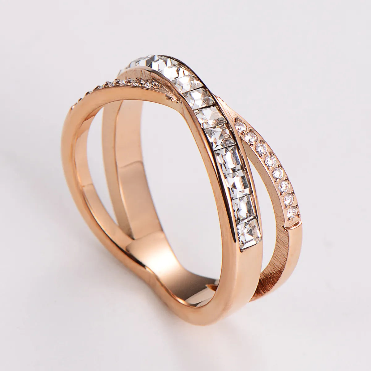 304 Stainless Steel 18K Gold Plated Rose Gold Plated Simple Style Classic Style Plating Inlay Solid Color Rhinestones Zircon Rings