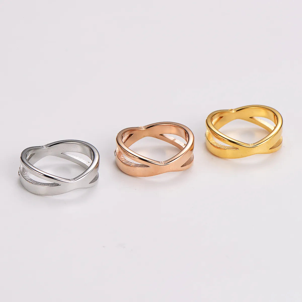 304 Stainless Steel 18K Gold Plated Rose Gold Plated Simple Style Classic Style Plating Inlay Solid Color Rhinestones Zircon Rings