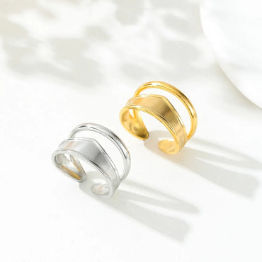 304 Stainless Steel 18K Gold Plated Simple Style Classic Style Asymmetrical Plating Solid Color Rings