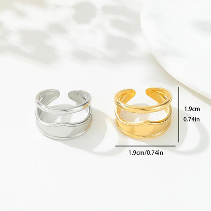 304 Stainless Steel 18K Gold Plated Simple Style Classic Style Asymmetrical Plating Solid Color Rings