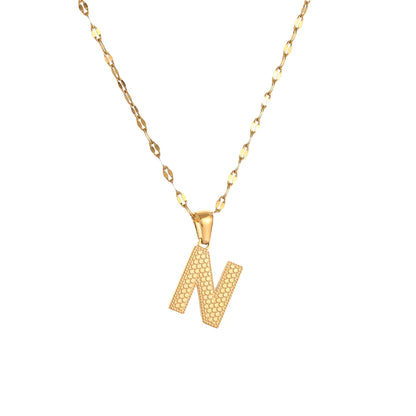 304 Stainless Steel 18K Gold Plated Simple Style Classic Style Commute Letter Pendant Necklace