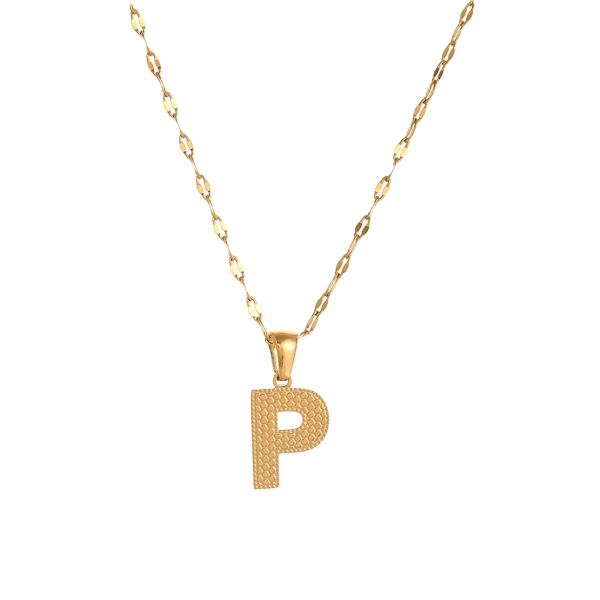 304 Stainless Steel 18K Gold Plated Simple Style Classic Style Commute Letter Pendant Necklace