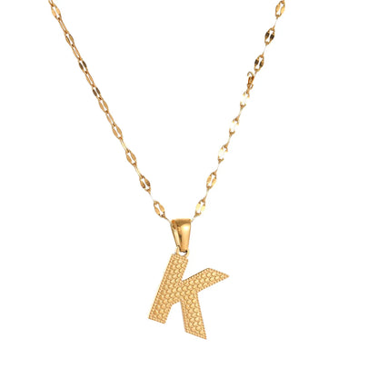 304 Stainless Steel 18K Gold Plated Simple Style Classic Style Commute Letter Pendant Necklace