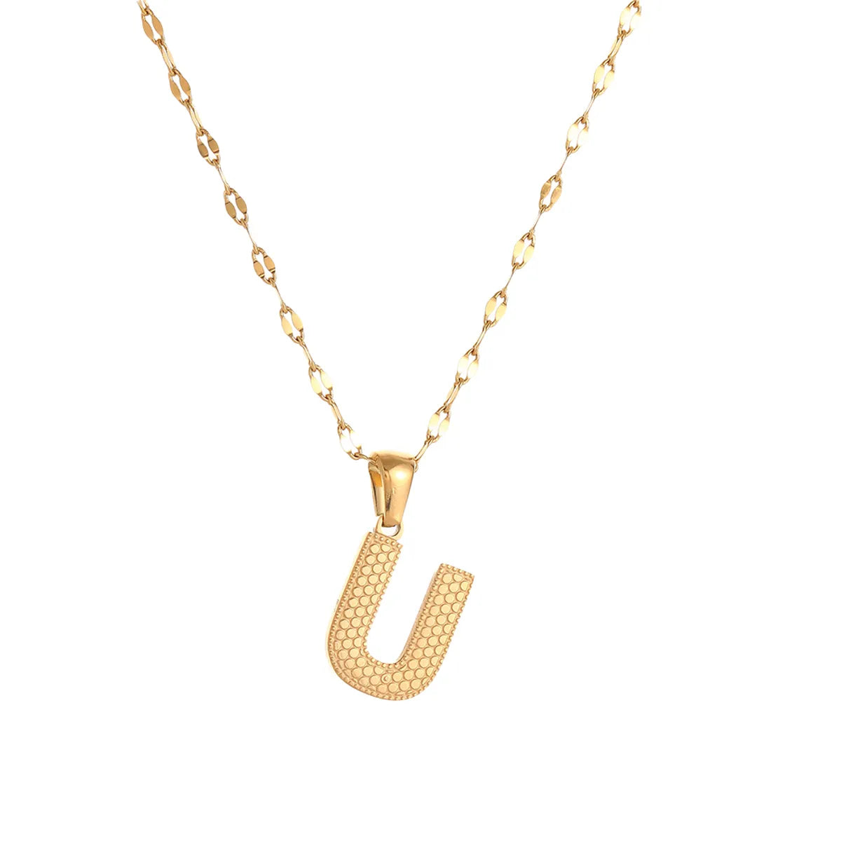 304 Stainless Steel 18K Gold Plated Simple Style Classic Style Commute Letter Pendant Necklace