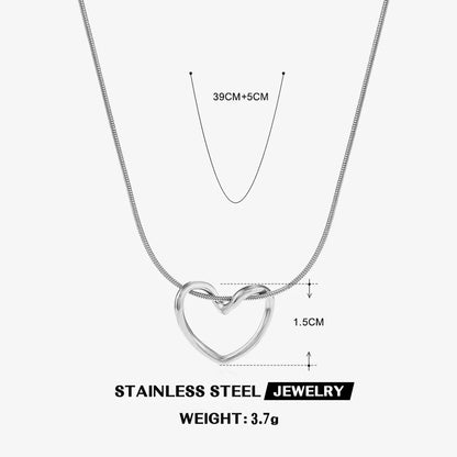 304 Stainless Steel 18K Gold Plated Simple Style Classic Style Commute Plating Heart Shape 304 Stainless Steel Pendant Necklace