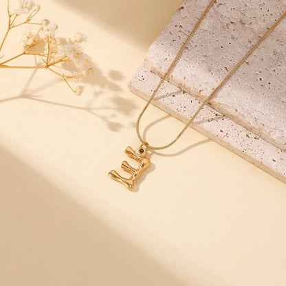 304 Stainless Steel 18K Gold Plated Simple Style Classic Style Commute Plating Letter Pendant Necklace