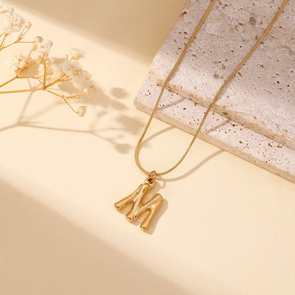 304 Stainless Steel 18K Gold Plated Simple Style Classic Style Commute Plating Letter Pendant Necklace