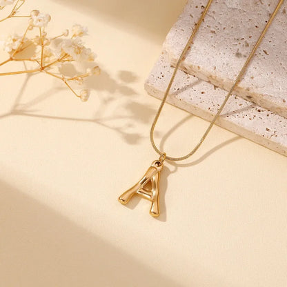 304 Stainless Steel 18K Gold Plated Simple Style Classic Style Commute Plating Letter Pendant Necklace