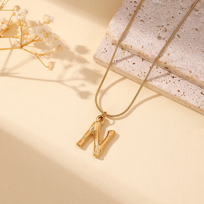 304 Stainless Steel 18K Gold Plated Simple Style Classic Style Commute Plating Letter Pendant Necklace