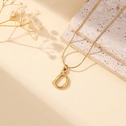 304 Stainless Steel 18K Gold Plated Simple Style Classic Style Commute Plating Letter Pendant Necklace