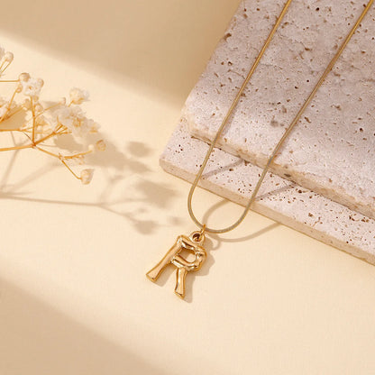 304 Stainless Steel 18K Gold Plated Simple Style Classic Style Commute Plating Letter Pendant Necklace