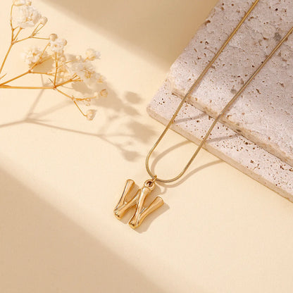 304 Stainless Steel 18K Gold Plated Simple Style Classic Style Commute Plating Letter Pendant Necklace