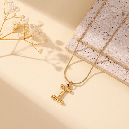 304 Stainless Steel 18K Gold Plated Simple Style Classic Style Commute Plating Letter Pendant Necklace