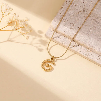 304 Stainless Steel 18K Gold Plated Simple Style Classic Style Commute Plating Letter Pendant Necklace