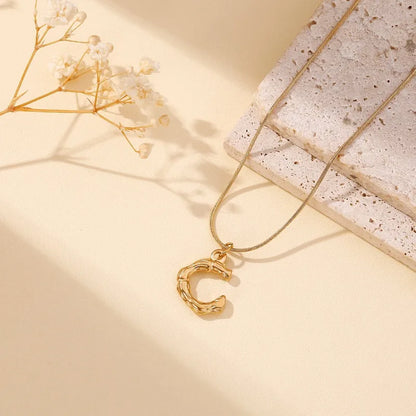 304 Stainless Steel 18K Gold Plated Simple Style Classic Style Commute Plating Letter Pendant Necklace