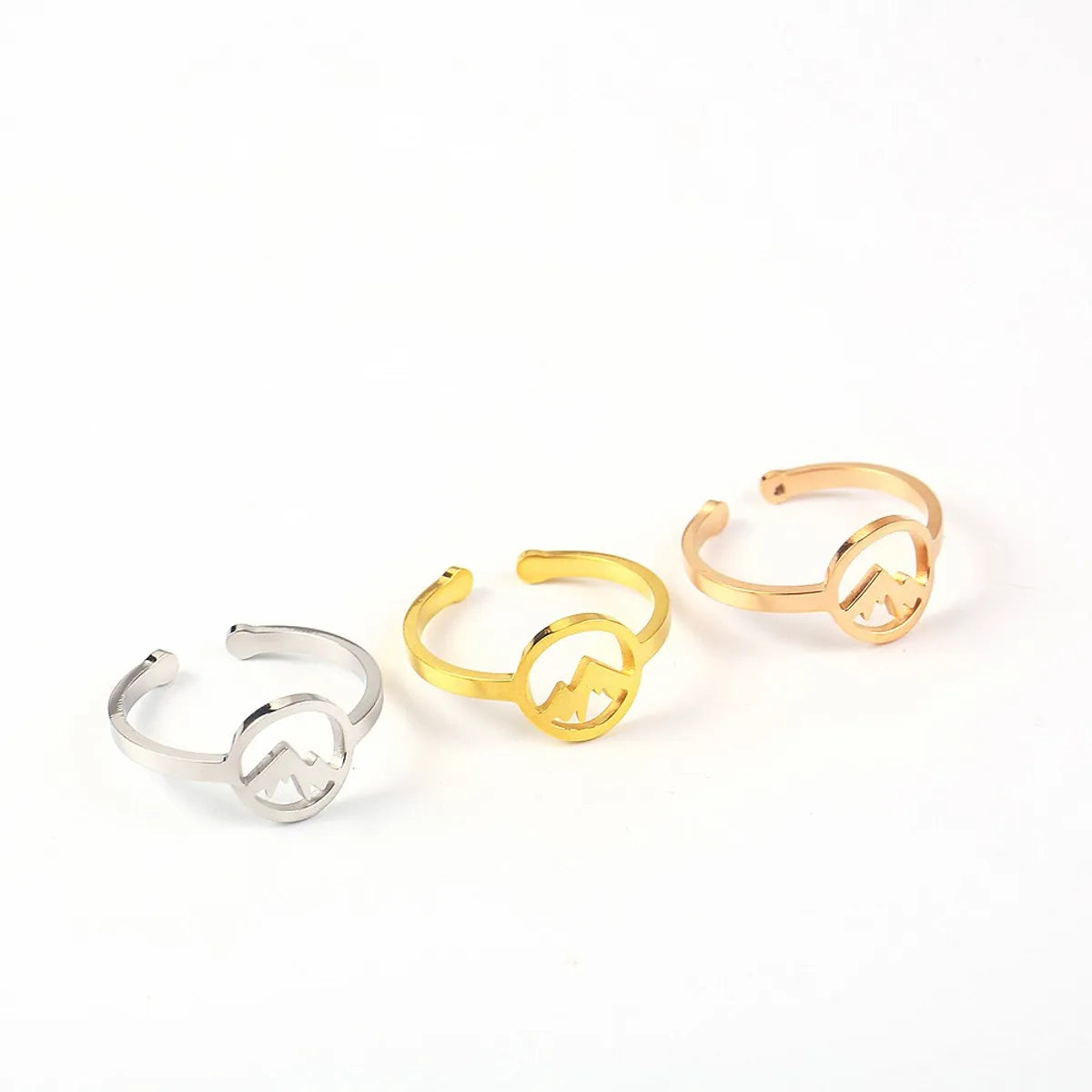 304 Stainless Steel 18K Gold Plated Simple Style Classic Style Epoxy Plating Animal Map Notes Open Rings