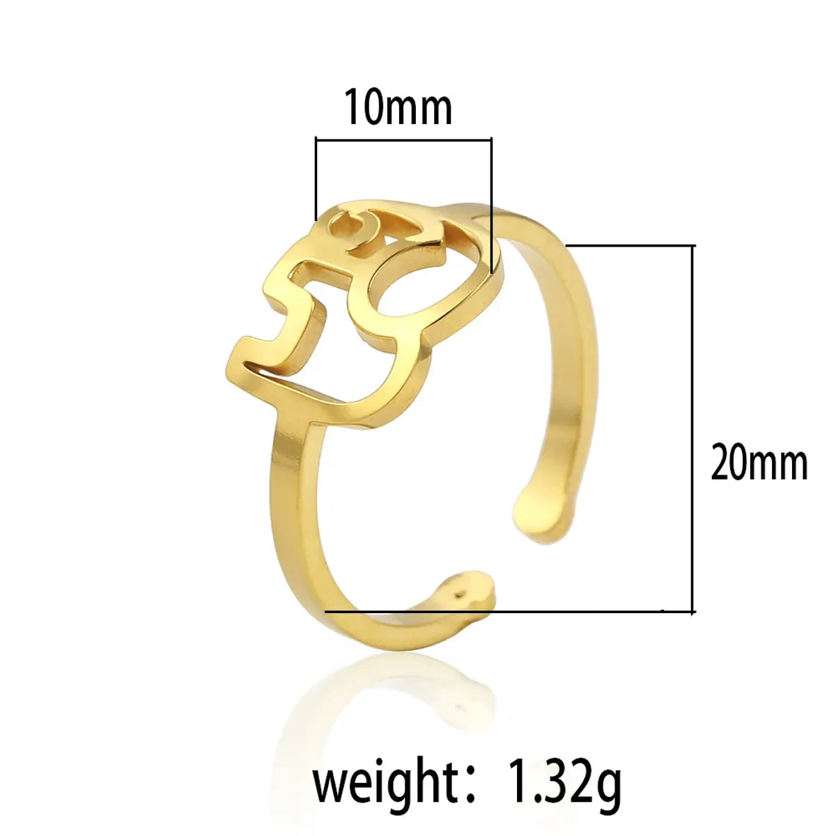 304 Stainless Steel 18K Gold Plated Simple Style Classic Style Epoxy Plating Animal Map Notes Open Rings