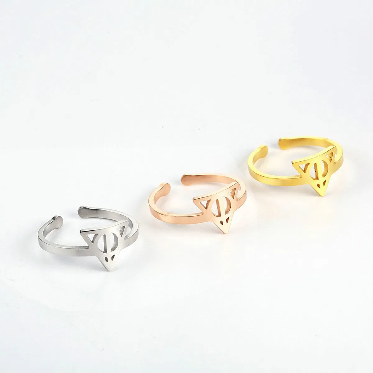 304 Stainless Steel 18K Gold Plated Simple Style Classic Style Epoxy Plating Animal Map Notes Open Rings