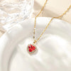 Copper K Gold Plated Simple Style Classic Style Inlay Heart Shape Rhinestones Pendant Necklace