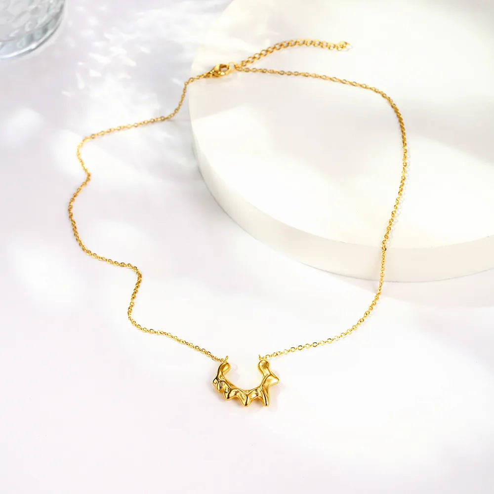 304 Stainless Steel 18K Gold Plated Simple Style Classic Style Irregular Plating Solid Color Pendant Necklace