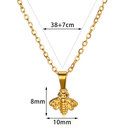 304 Stainless Steel 18K Gold Plated Simple Style Classic Style Plating Bee Pendant Necklace