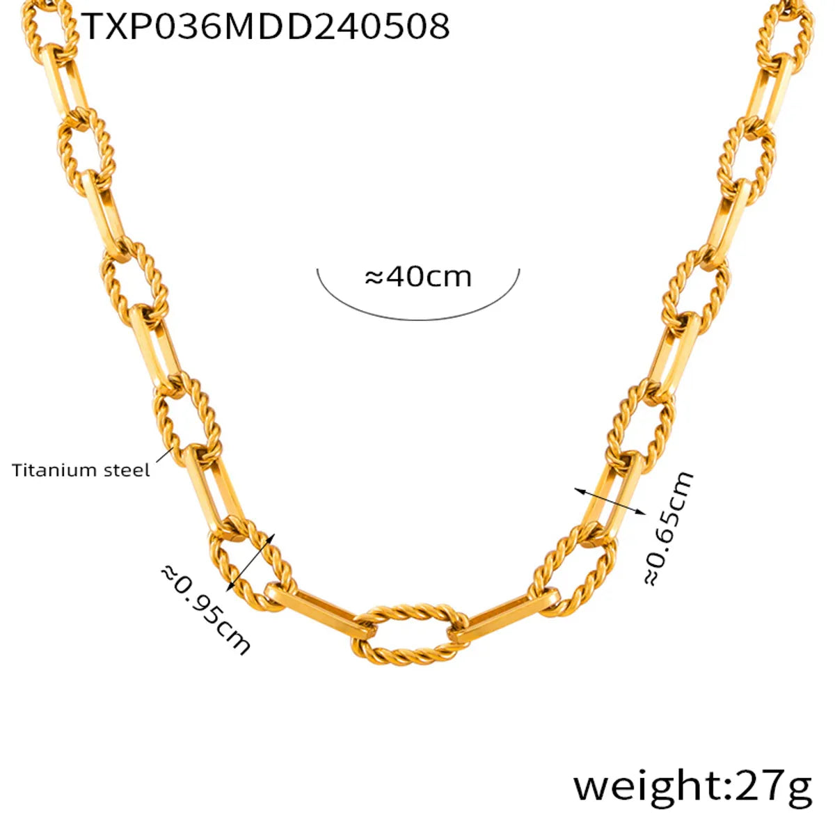 Wholesale Jewelry Simple Style Classic Style Quadrilateral Oval 304 Stainless Steel 18K Gold Plated Plating Chain Bracelets Necklace Jewelry Set