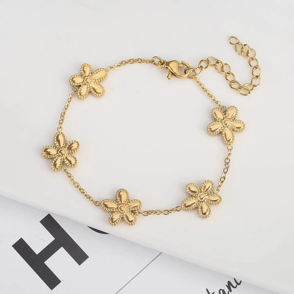 304 Stainless Steel 18K Gold Plated Simple Style Classic Style Plating Flower Jewelry Set