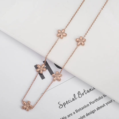 304 Stainless Steel 18K Gold Plated Simple Style Classic Style Plating Flower Jewelry Set