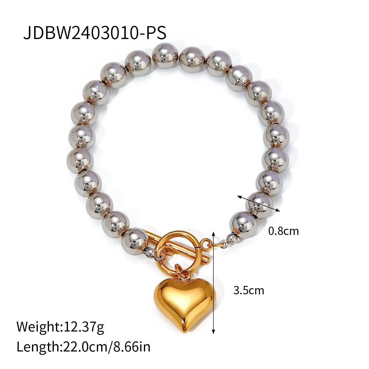 304 Stainless Steel 18K Gold Plated Simple Style Classic Style Plating Heart Shape Bracelets