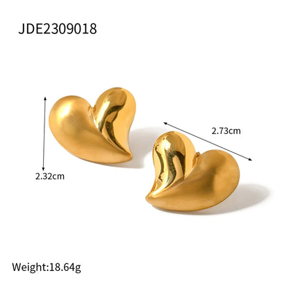 304 Stainless Steel 18K Gold Plated Simple Style Classic Style Plating Heart Shape Earrings Necklace