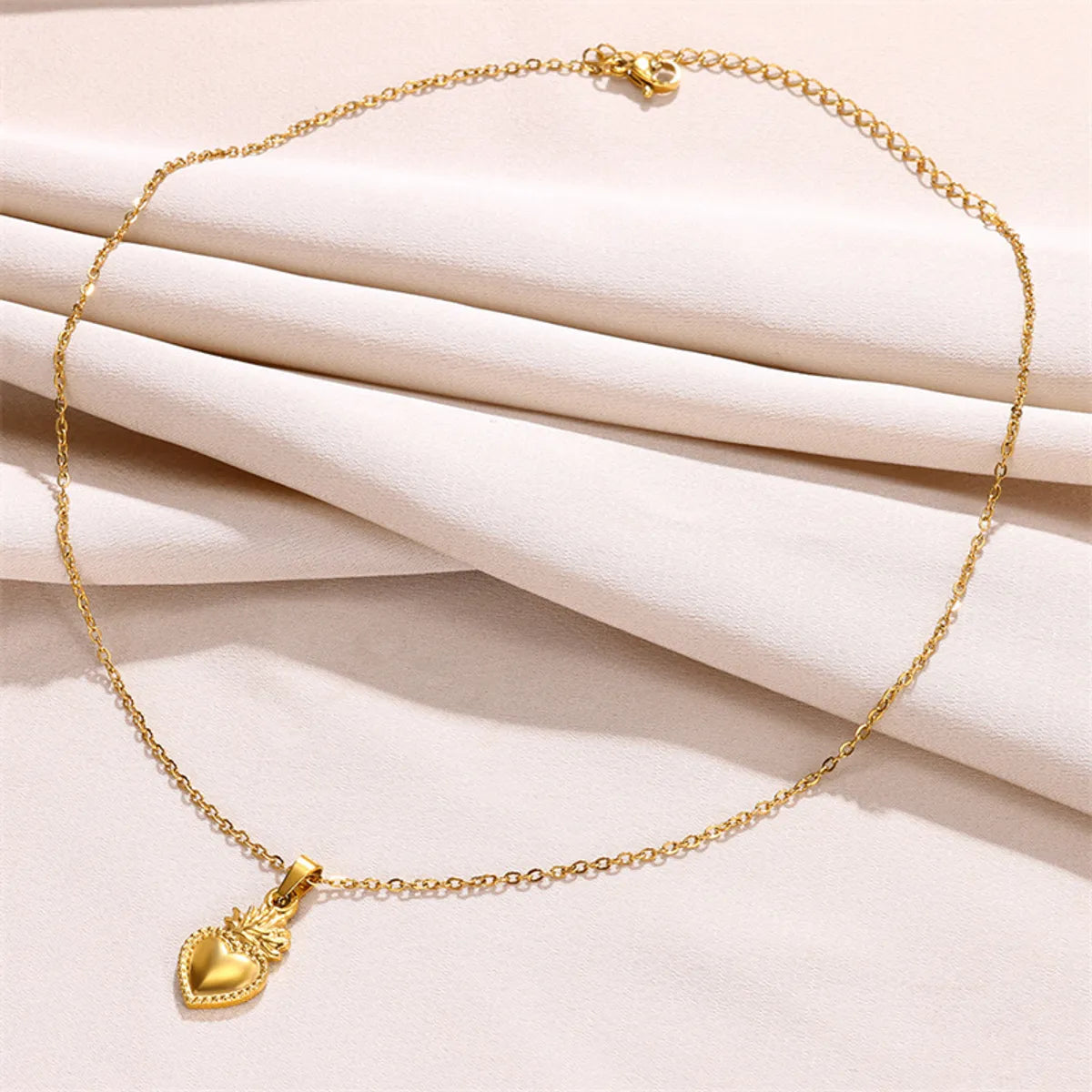 304 Stainless Steel 18K Gold Plated Simple Style Classic Style Plating Heart Shape Pendant Necklace