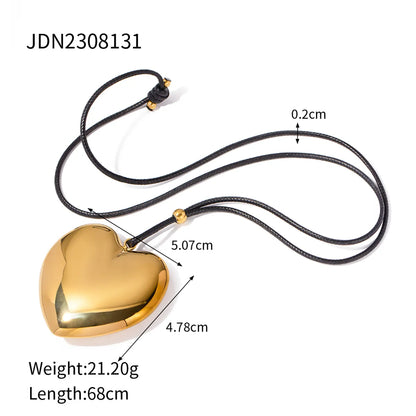 304 Stainless Steel 18K Gold Plated Simple Style Classic Style Plating Heart Shape Pendant Necklace